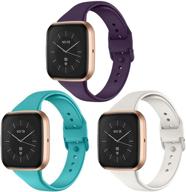 cavn 3 pcs silicone sport bands compatible with fitbit versa 2/versa/versa lite - narrow wristband replacement, waterproof & breathable watch strap for women and men - stylish accessories logo