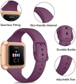 img 3 attached to CAVN 3 Pcs Silicone Sport Bands Compatible with Fitbit Versa 2/Versa/Versa Lite - Narrow Wristband Replacement, Waterproof & Breathable Watch Strap for Women and Men - Stylish Accessories