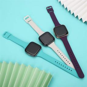 img 1 attached to CAVN 3 Pcs Silicone Sport Bands Compatible with Fitbit Versa 2/Versa/Versa Lite - Narrow Wristband Replacement, Waterproof & Breathable Watch Strap for Women and Men - Stylish Accessories