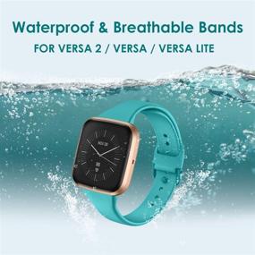 img 2 attached to CAVN 3 Pcs Silicone Sport Bands Compatible with Fitbit Versa 2/Versa/Versa Lite - Narrow Wristband Replacement, Waterproof & Breathable Watch Strap for Women and Men - Stylish Accessories