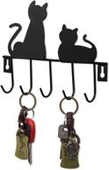 organize your keys in style with mygift black metal wall-mounted cat design 5-key hook rack логотип