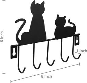 img 1 attached to Organize Your Keys in Style with MyGift Black Metal Wall-Mounted Cat Design 5-Key Hook Rack