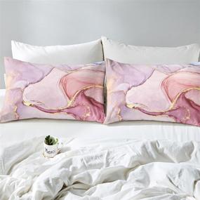 img 1 attached to 🛏️ Chic Girly Marble Duvet Cover King: Marble Printed Bedding Sets with Gold Glitter, Turquoise Blue, and White Marble Abstract Art - Modern and Soft Microfiber Quilt