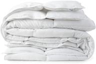 🛏️ medium weight white down alternative comforter duvet insert by chezmoi collection - oversized queen size with corner tabs logo