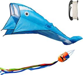 img 4 attached to UiUNLY Large Blue Dolphin Beach Kite - 3D Parafoil Giant for Adults & Kids: Perfect Gift for Outdoor Fun, Camping, and Competition Sports – 260”Lx47”W