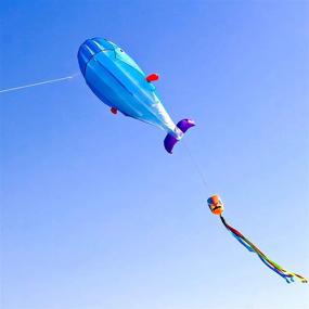 img 3 attached to UiUNLY Large Blue Dolphin Beach Kite - 3D Parafoil Giant for Adults & Kids: Perfect Gift for Outdoor Fun, Camping, and Competition Sports – 260”Lx47”W