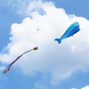 img 1 attached to UiUNLY Large Blue Dolphin Beach Kite - 3D Parafoil Giant for Adults & Kids: Perfect Gift for Outdoor Fun, Camping, and Competition Sports – 260”Lx47”W