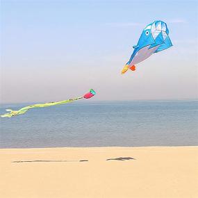 img 2 attached to UiUNLY Large Blue Dolphin Beach Kite - 3D Parafoil Giant for Adults & Kids: Perfect Gift for Outdoor Fun, Camping, and Competition Sports – 260”Lx47”W