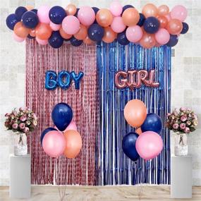 img 4 attached to 🎉 Gender Reveal Party Decorations: Navy Blue-Rose Gold Balloon Garland, Boy-Girl Foil Balloons, Foil Fringe Curtains Backdrop