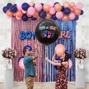 img 3 attached to 🎉 Gender Reveal Party Decorations: Navy Blue-Rose Gold Balloon Garland, Boy-Girl Foil Balloons, Foil Fringe Curtains Backdrop