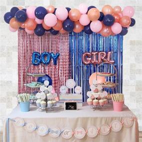 img 2 attached to 🎉 Gender Reveal Party Decorations: Navy Blue-Rose Gold Balloon Garland, Boy-Girl Foil Balloons, Foil Fringe Curtains Backdrop