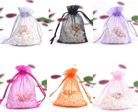 img 2 attached to 🎉 Vibrant Mixed-Color Organza Bags 8x12 Inches for Weddings & Parties - Daszui 60Pcs with Drawstring