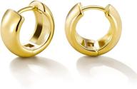 🌟 hypoallergenic small 14k gold plated chunky huggie hoops: stylish unisex earrings jewelry for women, men, girls, boys, and teens logo