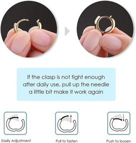 img 3 attached to 🌟 Hypoallergenic Small 14k Gold Plated Chunky Huggie Hoops: Stylish Unisex Earrings Jewelry for Women, Men, Girls, Boys, and Teens