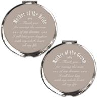 stunning 2-piece wedding favor for parents: mother of bride and groom – unique engagement gifts for mothers-in-law and brides' moms – elegant silver makeup mirror логотип