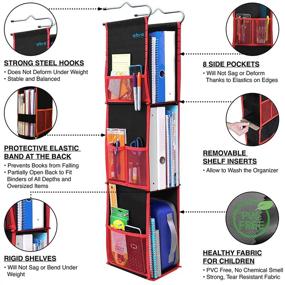 img 1 attached to Upgraded Eco-Friendly 3 Shelf Hanging Locker Organizer - Abra Company: Versatile Storage for School, Gym, and Work (Black/Red)