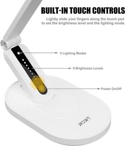 img 1 attached to 💡 JKSWT LED Desk Lamp: Dimmable Eye-Caring Table Lamps with 5 Color Modes, USB Charging Port, Touch Control, and Memory Function - Ideal for Office, Reading, and More!