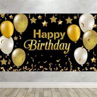 🎉 black gold birthday backdrop: stunning decoration for 30th, 40th, 50th, or 60th birthday parties - perfect photo studio booth background, cake table banner - ideal for men, women, and baby birthday celebrations logo