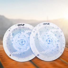 img 1 attached to 🔊 Pyle Marine Speakers - 6.5" 2 Way Waterproof Outdoor Audio Stereo Sound System with LED Lights, 240W Power, Low Profile Slim Style - 1 Pair - PLMRS63WL (White)