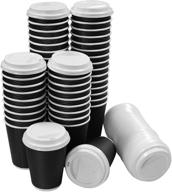 ☕️ premium 12oz brown ripple hot coffee paper cup - insulated & disposable: 50 count (black) - with cappuccino lids logo