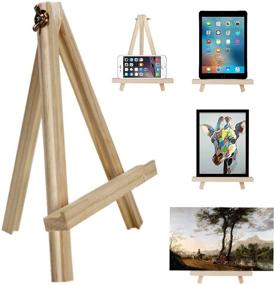 img 4 attached to 🖼️ Cettkowns 9 Inch Tall Wood Tripod Easel: Portable Stand for Sketching, Painting, and Photo Display