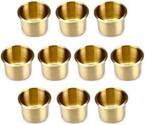 img 4 attached to 🔥 Premium Set of 10 Standard Size Brass Drop-In Cup Holders by Brybelly - Sturdy and Stylish Beverage Holders!