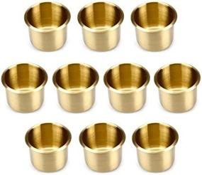 img 3 attached to 🔥 Premium Set of 10 Standard Size Brass Drop-In Cup Holders by Brybelly - Sturdy and Stylish Beverage Holders!