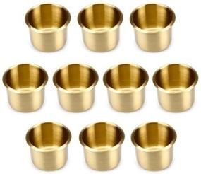 img 1 attached to 🔥 Premium Set of 10 Standard Size Brass Drop-In Cup Holders by Brybelly - Sturdy and Stylish Beverage Holders!