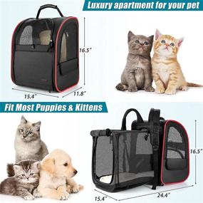 img 1 attached to 🐾 Pet Backpack, Expandable Dog/Cat Carrier Backpack with Safety Clip, Breathable Mesh, Travel Bag for Hiking, Camping, and Outdoor Adventures