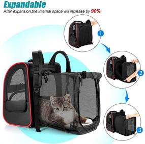 img 2 attached to 🐾 Pet Backpack, Expandable Dog/Cat Carrier Backpack with Safety Clip, Breathable Mesh, Travel Bag for Hiking, Camping, and Outdoor Adventures