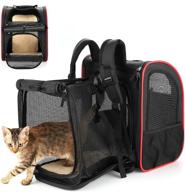 🐾 pet backpack, expandable dog/cat carrier backpack with safety clip, breathable mesh, travel bag for hiking, camping, and outdoor adventures logo