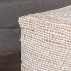 img 1 attached to 🪑 Ivory Abella Fabric Pouf by Christopher Knight Home: Elegant and Versatile Seating Choice"