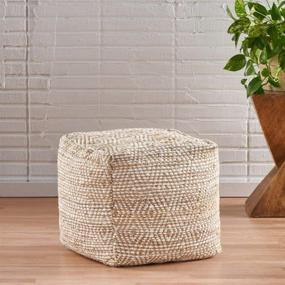 img 3 attached to 🪑 Ivory Abella Fabric Pouf by Christopher Knight Home: Elegant and Versatile Seating Choice"