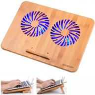 🎋 100% bamboo adjustable laptop desk with cooling pad, 2 silent fans, blue light & 2 usb ports - ergonomic cooler pad for 13-16 inch laptops (15"x11") by sumisky logo