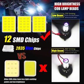 img 2 attached to 🏍️ HONLEEX DC9-80V H4 9003 Мотоцикл LED лампа фары: Эффективная 12 Вт 2000 Лм Hi / Lo луч Комплект для преобразования для Yamaha, Honda, Kawasaki, ATV, автомобиль - 1 упаковка.