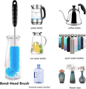 img 2 attached to 🧼 Multi-Function Long Handle Bottle Brush Cleaning Set - Perfect for Glasswares, Travel Mugs, Narrow Cups, Straws, Food Jars, Sinks, and Cup Covers - 4 Pack Bottle Cleaner Supplies