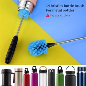 img 3 attached to 🧼 Multi-Function Long Handle Bottle Brush Cleaning Set - Perfect for Glasswares, Travel Mugs, Narrow Cups, Straws, Food Jars, Sinks, and Cup Covers - 4 Pack Bottle Cleaner Supplies