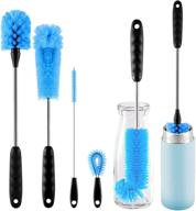 🧼 multi-function long handle bottle brush cleaning set - perfect for glasswares, travel mugs, narrow cups, straws, food jars, sinks, and cup covers - 4 pack bottle cleaner supplies logo