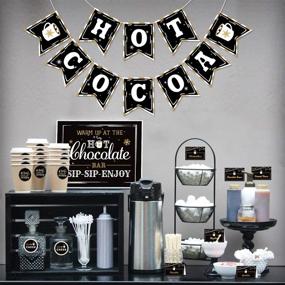 img 1 attached to 🍫 Hot Cocoa Bar Kit Set with Hot Cocoa Banner, Hot Chocolate Toppings Labels, Cup Tags, and Stickers - Ideal Winter Holiday & Christmas Party Decorations, featuring Baby It's Cold Outside Theme in Elegant Black and Gold Style