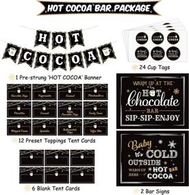 img 3 attached to 🍫 Hot Cocoa Bar Kit Set with Hot Cocoa Banner, Hot Chocolate Toppings Labels, Cup Tags, and Stickers - Ideal Winter Holiday & Christmas Party Decorations, featuring Baby It's Cold Outside Theme in Elegant Black and Gold Style