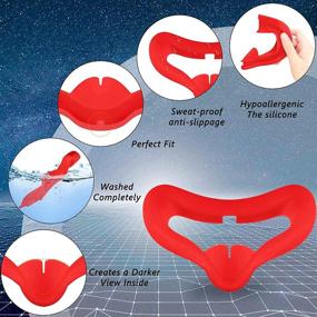 img 1 attached to VR Silicone Cover Combo With Protective Lens Cover For Oculus Quest 2 Facial Cover Sweat Proof Light Proof Anti-Leakage (Red)