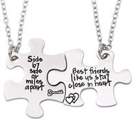 💕 best friends necklaces set of 2 - side by side or miles apart bff friendship matching puzzle necklace for women and teen girls - long distance friendship gifts logo