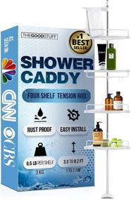 img 4 attached to 🚿 Efficiently Organize and Declutter Your Shower with a Tension Pole Shower Caddy - Tension Corner Shower Caddy for Convenient Shower Storage