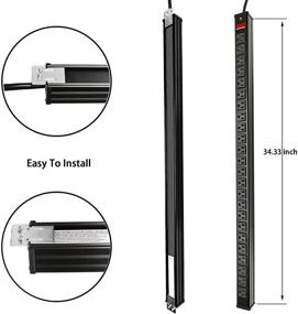 img 3 attached to 💡 High-Capacity 24-Outlet BTU Rack Mount Surge Protector Power Strip with Smart Circuit Breaker, 15 Ft Long Cord, and Sturdy Aluminum Socket (Black)