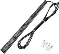 💡 high-capacity 24-outlet btu rack mount surge protector power strip with smart circuit breaker, 15 ft long cord, and sturdy aluminum socket (black) logo