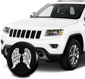 img 1 attached to 🚗 Waterproof UV Sun Wheel Tire Cover for Jeeps, Trailers, RVs, SUVs, and More - Angel Wings Design - 14 Inch