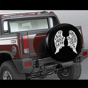 img 3 attached to 🚗 Waterproof UV Sun Wheel Tire Cover for Jeeps, Trailers, RVs, SUVs, and More - Angel Wings Design - 14 Inch