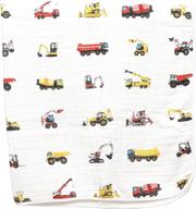 🚚 addison belle organic cotton toddler blanket – premium 4-layer muslin dream blanket for baby boy – lightweight & oversized (47"x 47") – construction trucks print logo