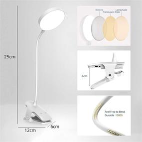 img 1 attached to 📖 USB Rechargeable Book Light for Reading - 36 LEDs, 25 Adjustable Settings, Eye Protection, Safety Switch, Touch Control Desk Lamp with Clip