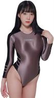 leohex long sleeve sparkly bodysuit - sleek one-piece swimwear for women - glittery shiny bathing suit leotard logo